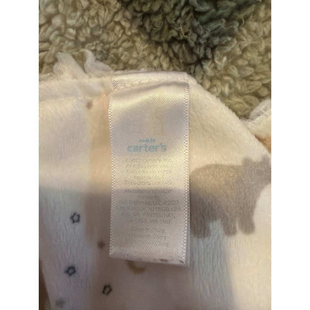 Carters Just One You Grey Bear Plush Security Blanket Lovey Cream Faux Fur Print - Picture 3 of 3